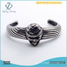 New Design Stripe grooves Bandage skull 316L Stainless Steel Skull head Bangle Biker Bracelets Punk Jewelry